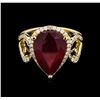 Image 2 : 8.45ct Ruby and Diamond Ring - 14KT Yellow Gold