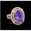 Image 1 : 9.12ct Tanzanite and Diamond Ring - 14KT Rose Gold