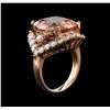 Image 3 : 11.05ct Morganite and Diamond Ring - 14KT Rose Gold