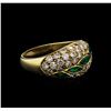 Image 2 : 0.52ctw Emerald and Diamond Ring - 14KT Yellow Gold