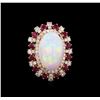 Image 2 : 11.45ct Opal, Ruby and Diamond Ring - 14KT Rose Gold