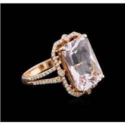 14KT Rose Gold 9.78ct Kunzite and Diamond Ring