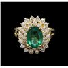 Image 1 : 2.28ct Emerald and Diamond Ring - 14KT Yellow Gold