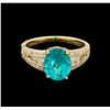 Image 2 : 3.71ct Apatite and Diamond Ring - 14KT Yellow Gold