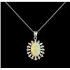 Image 1 : 3.42ct Opal and Diamond Pendant - 14KT White Gold
