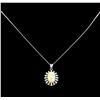 Image 2 : 3.42ct Opal and Diamond Pendant - 14KT White Gold