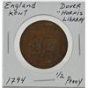 Image 1 : England - Kent 1794 1/2 Penny Coin