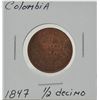 Image 1 : Colombia 1847 1/2 Decimo Coin