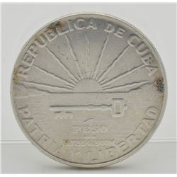 Cuba 1953 1 Peso Coin -Silver-