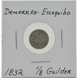 Demerara-Essequibo 1832 1/8 Guilder -Silver-