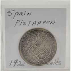 Spain 1722 2 Reales Coin -Silver-