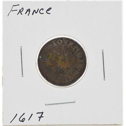 France 1617 2 Denier Coin