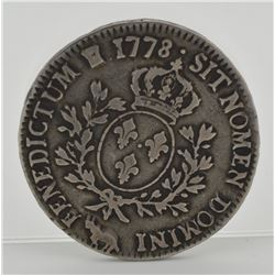 France 1778 1 Ecu Coin -Silver-