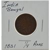 Image 1 : India - Bengal 1831 1/4 Anns Coin