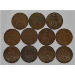 Lot of 11 Great Britain 1 Penny