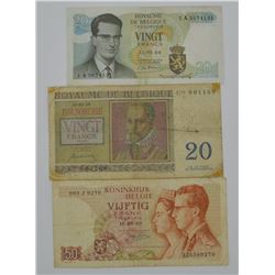 Lot of 3 Belgium Banknote