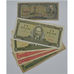 Lot of 6 Cuba Pesos Banknote