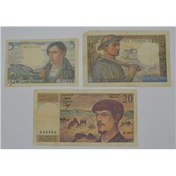 Lot of 3 France Banknote