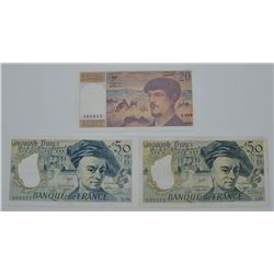 Lot of 3 France Banknote
