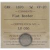 Image 1 : 1870 5¢ VF-20 Flat Border ICCS