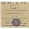 Image 1 : 1900 5¢ VF-30 Round O ICCS