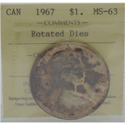 1967 $1 MS-63 ICCS Rotated Die