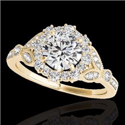 Genuine 1.50 CTW Certified G-I Genuine Diamond Bridal Solitaire Halo Ring Gold - 33762-REF#114R7Z