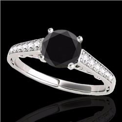 Genuine 1.35 CTW Certified Black Genuine Diamond Solitaire Bridal Ring Gold - 34910-REF#48W7K