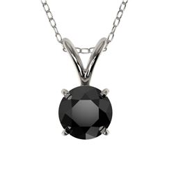 Natural 0.50 CTW Fancy Black Genuine Diamond Bridal Solitaire Necklace Gold - 33156-REF#18Z3Y