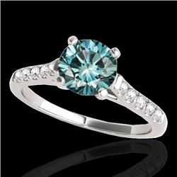 Genuine 1.45 CTW Certified Fancy Blue Genuine Diamond Solitaire Bridal Ring Gold - 34984-REF#107Z3Y