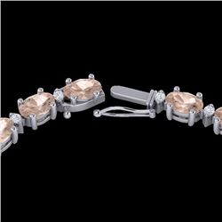 Natural 25 CTW Morganite & Diamond Certified Eternity Tennis Necklace 10K Gold - 21598-REF#228R2Z