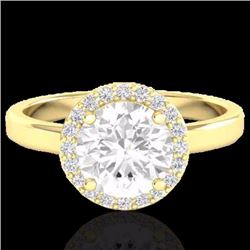 Natural 2.0 CTW Halo Diamond Certified Micro Pave Ring Solitaire Bridal 18K Gold - 21640-REF#581Y6V