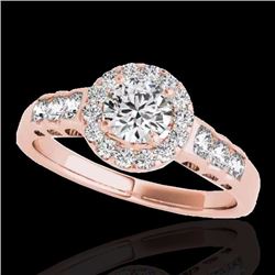 Genuine 1.55 CTW Certified G-I Genuine Diamond Bridal Solitaire Halo Ring Gold - 34361-REF#118K3T