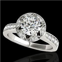 Genuine 1.50 CTW Certified G-I Genuine Diamond Bridal Solitaire Halo Ring Gold - 34229-REF#120R8Z