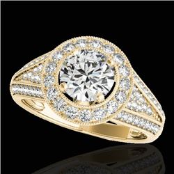 Genuine 1.70 CTW Certified G-I Genuine Diamond Bridal Solitaire Halo Ring Gold - 33969-REF#133V5F