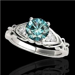 Genuine 1.35 CTW Certified Fancy Blue Genuine Diamond Solitaire Ring Two Tone Gold - 35212-REF#125X8