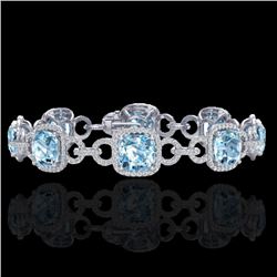 Natural 30 CTW Topaz & Micro Pave Diamond Certified Bracelet 14K Gold - 23032-REF#267N5G