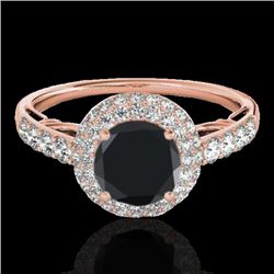 Genuine 1.65 CTW Certified Black Genuine Diamond Bridal Solitaire Halo Ring Gold - 33701-REF#79G3W
