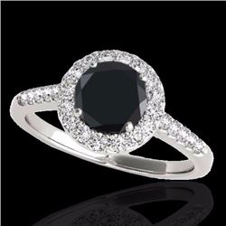 Genuine 2.0 CTW Certified Black Genuine Diamond Bridal Solitaire Halo Ring Gold - 33493-REF#81R8Z