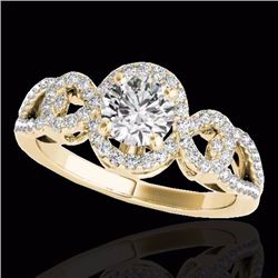 Genuine 1.38 CTW Certified G-I Genuine Diamond Bridal Solitaire Halo Ring Gold - 33920-REF#114M3H