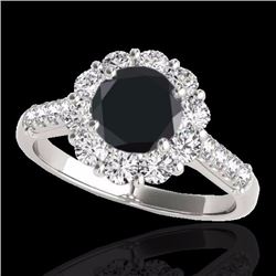 Genuine 2.75 CTW Certified Black Genuine Diamond Bridal Solitaire Halo Ring Gold - 33430-REF#109F7M