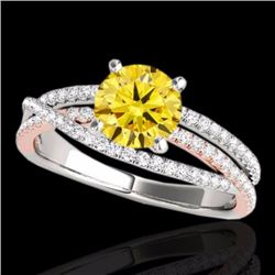 Genuine 1.40 CTW Certified Fancy Intense Genuine Diamond Solitaire Ring 2 Tone Gold - 35546-REF#117Z