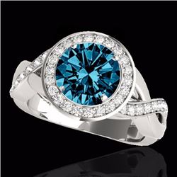 Genuine 1.75 CTW Certified Fancy Blue Genuine Diamond Solitaire Halo Ring Gold - 33272-REF#130T2X