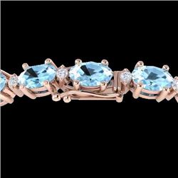 Genuine 21.2 CTW Aquamarine & Diamond Certified Eternity Tennis Bracelet Gold - 29445-REF#196F3M