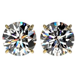 Genuine 4.04 CTW Certified H-I Quality Genuine Diamond Solitaire Stud Earrings Gold - 36710-REF#851N