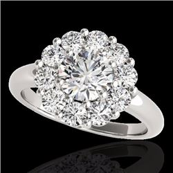 Genuine 2.09 CTW Certified G-I Genuine Diamond Bridal Solitaire Halo Ring Gold - 34423-REF#150W2K