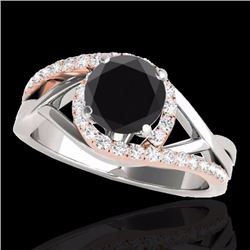 Genuine 1.55 CTW Certified Black Genuine Diamond Bypass Solitaire Ring 2 Tone Gold - 35086-REF#67A8N