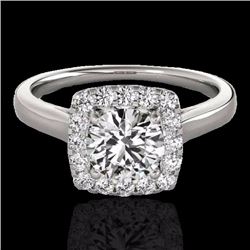 Genuine 1.37 CTW Certified G-I Genuine Diamond Bridal Solitaire Halo Ring Gold - 33409-REF#112V5F