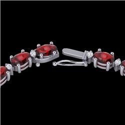 Genuine 61.85 CTW Garnet & Diamond Certified Eternity Tennis Necklace Gold - 29508-REF#252A8N