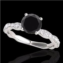 Genuine 1.40 CTW Certified Black Genuine Diamond Solitaire Bridal Ring Gold - 34874-REF#51G5W